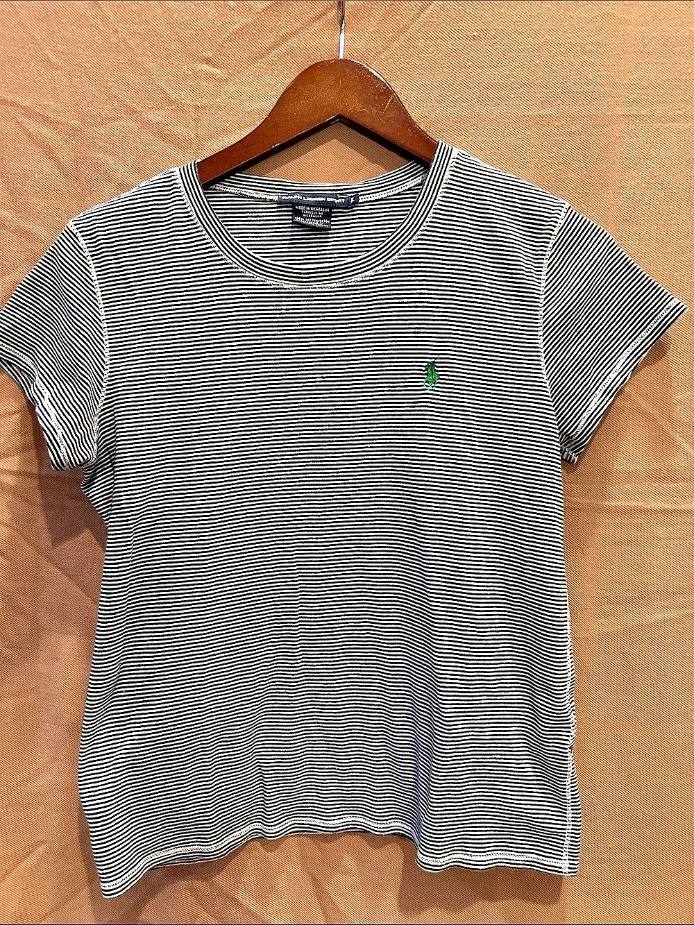Ralph Lauren Sport Striped Short Sleeve Tee in Black & White Size XL
